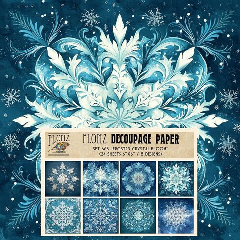 Decoupage Paper Pack (24 Sheets 6"x6") Festive Naive Tales ~ Stylized Christmas Scenes and Forest Creatures in Naive Folk-Art Style with Flat Shapes and Bright Midnight palettes in Kuwait