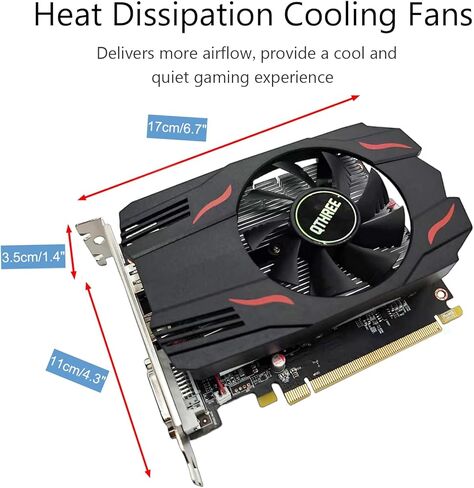 QTHREE Radeon RX 550 2GB Low Profile Graphics Card,DVI,HDMI,GDDR5 128-Bit Computer Video Card for PC Gaming GPU,PCI Express X8 3.0,DirectX 12 in Kuwait