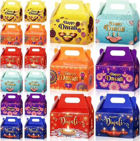 Kolldenn 48 PCS Happy Diwali Party Forme Boxes Jops ، Diwali Treat Boxes Festival Indian of Light in Saudi Arabia