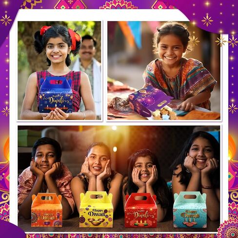 Kolldenn 48 PCS Happy Diwali Party Forme Boxes Jops ، Diwali Treat Boxes Festival Indian of Light in Saudi Arabia