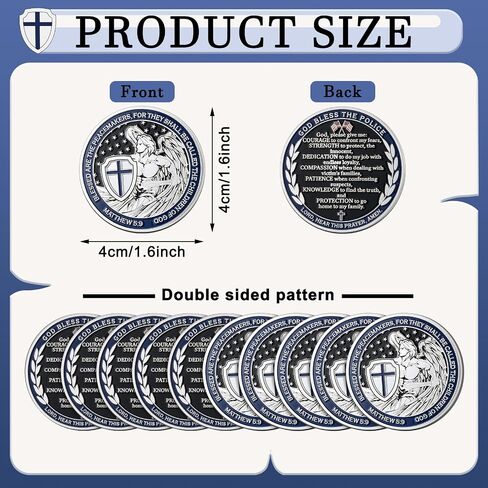 Quelay 40 PCS Challenge Challenge Coins Saint Michael Challenge ضباط الشرطة يباركون راعي عملة الصلاة القديس كوين هدية قابلة للتحصيل للرجال هدية قدامى المحاربين in Saudi Arabia