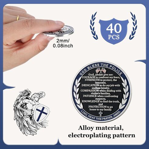 Quelay 40 PCS Challenge Challenge Coins Saint Michael Challenge ضباط الشرطة يباركون راعي عملة الصلاة القديس كوين هدية قابلة للتحصيل للرجال هدية قدامى المحاربين in Saudi Arabia