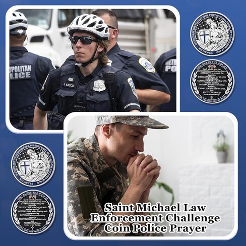Quelay 40 PCS Challenge Challenge Coins Saint Michael Challenge ضباط الشرطة يباركون راعي عملة الصلاة القديس كوين هدية قابلة للتحصيل للرجال هدية قدامى المحاربين in Saudi Arabia