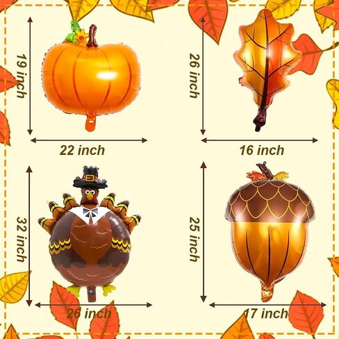9pcs مجموعة زينة البالون عيد الشكر ، تشمل الجوز ، والبالونات رقائق ورقة القيقب لعيد الشكر الخريف الحصاد ديكورات الحفلات in Saudi Arabia
