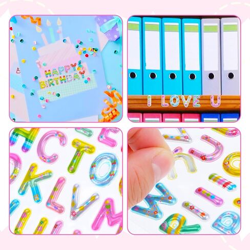 6 Sheet Puffy Letter Stickers, Puffy Number Stickers 3D Alphabet Sticker Glitter Cursive Letter Sticker 240 Pcs Colorful Adhesive Alphabet Number Sticky Letters for DIY Craft Scrapbooking Cards in Saudi Arabia