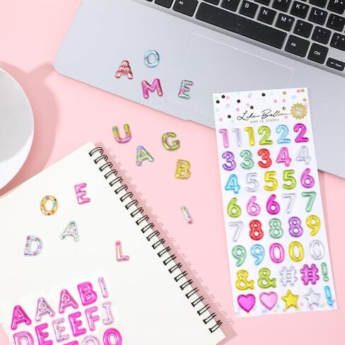 6 Sheet Puffy Letter Stickers, Puffy Number Stickers 3D Alphabet Sticker Glitter Cursive Letter Sticker 240 Pcs Colorful Adhesive Alphabet Number Sticky Letters for DIY Craft Scrapbooking Cards in Saudi Arabia