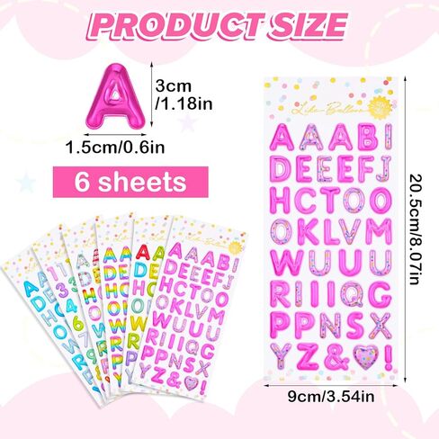 6 Sheet Puffy Letter Stickers, Puffy Number Stickers 3D Alphabet Sticker Glitter Cursive Letter Sticker 240 Pcs Colorful Adhesive Alphabet Number Sticky Letters for DIY Craft Scrapbooking Cards in Saudi Arabia