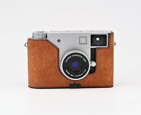 علبة كاميرا جلدية أصلية مصنوعة يدويًا لـ Fujifilm x-half/fujifilm x-half camera-طبقة أعلى من حدة البقر + لوحة قاعدة معدنية (أخضر غير لامع) in Kuwait