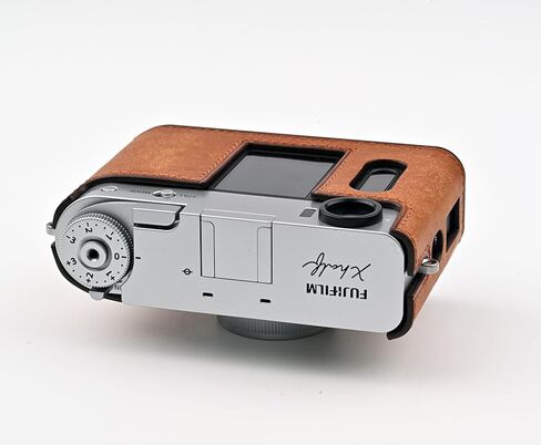 علبة كاميرا جلدية أصلية مصنوعة يدويًا لـ Fujifilm x-half/fujifilm x-half camera-طبقة أعلى من حدة البقر + لوحة قاعدة معدنية (أخضر غير لامع) in Kuwait