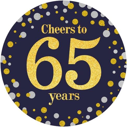 Black and Gold Cheers to 65 Years Sticker Labels - 65th Birthday Party Favor Stickers - 2 in - 50 Count in Saudi Arabia