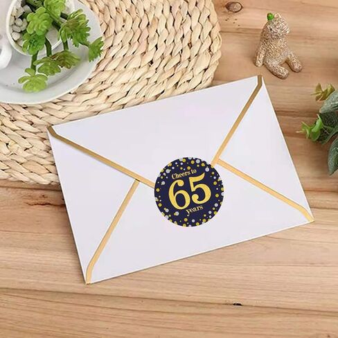 Black and Gold Cheers to 65 Years Sticker Labels - 65th Birthday Party Favor Stickers - 2 in - 50 Count in Saudi Arabia