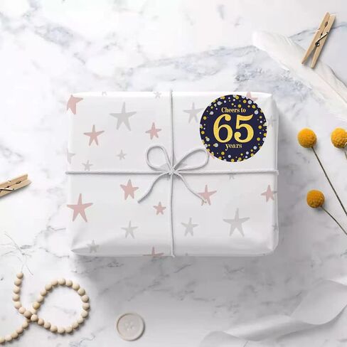 Black and Gold Cheers to 65 Years Sticker Labels - 65th Birthday Party Favor Stickers - 2 in - 50 Count in Saudi Arabia