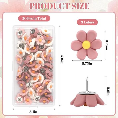 دبابيس الدفع اللطيفة ، 50pcs القوس الوردي اللطيف اللطيف مع مربع ، دبوس الدفع الزخرفي لصور لوحة الإعلانات الجدار الميزة والمكاتب الأخرى لوازم المدارس in Kuwait