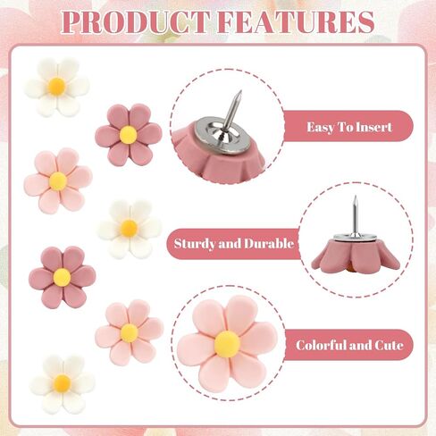 دبابيس الدفع اللطيفة ، 50pcs القوس الوردي اللطيف اللطيف مع مربع ، دبوس الدفع الزخرفي لصور لوحة الإعلانات الجدار الميزة والمكاتب الأخرى لوازم المدارس in Kuwait