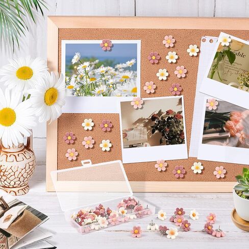 دبابيس الدفع اللطيفة ، 50pcs القوس الوردي اللطيف اللطيف مع مربع ، دبوس الدفع الزخرفي لصور لوحة الإعلانات الجدار الميزة والمكاتب الأخرى لوازم المدارس in Kuwait