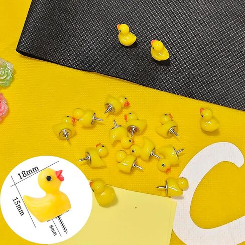 Cute Yellow Duck Push Pins Colorful Decorative Thumb Tacks for Bulletin Boards, Corkboards, and Office (15pcs Yellow Duck) in Saudi Arabia