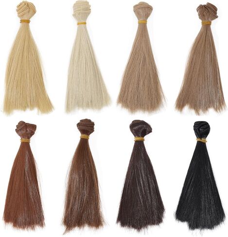 Globleland 8 PCS Doll STROAL WIGS 6 بوصة دمية طويلة امتداد فنون الشعر مستلزمات DIY دمى الشعر الحرف اليدوية الطويلة in Saudi Arabia