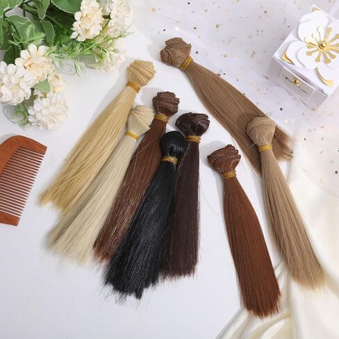 Globleland 8 PCS Doll STROAL WIGS 6 بوصة دمية طويلة امتداد فنون الشعر مستلزمات DIY دمى الشعر الحرف اليدوية الطويلة in Saudi Arabia