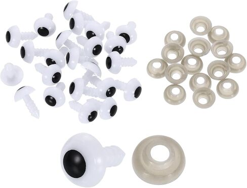 uxcell 50 Pcs Safety Eyes for Crocheting, 20mm Plastic Crochet Eyes Round Craft Eye with Washers for DIY Arts Crafts Stuffed Animals Bears Making, White in Saudi Arabia