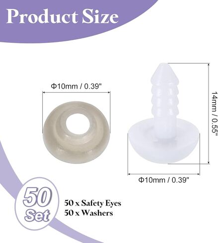 uxcell 50 Pcs Safety Eyes for Crocheting, 20mm Plastic Crochet Eyes Round Craft Eye with Washers for DIY Arts Crafts Stuffed Animals Bears Making, White in Saudi Arabia