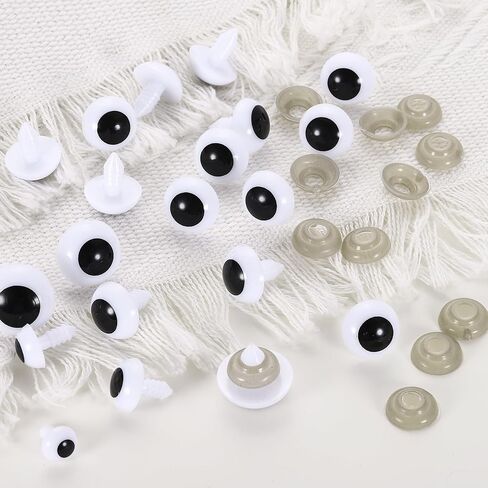 uxcell 50 Pcs Safety Eyes for Crocheting, 20mm Plastic Crochet Eyes Round Craft Eye with Washers for DIY Arts Crafts Stuffed Animals Bears Making, White in Saudi Arabia
