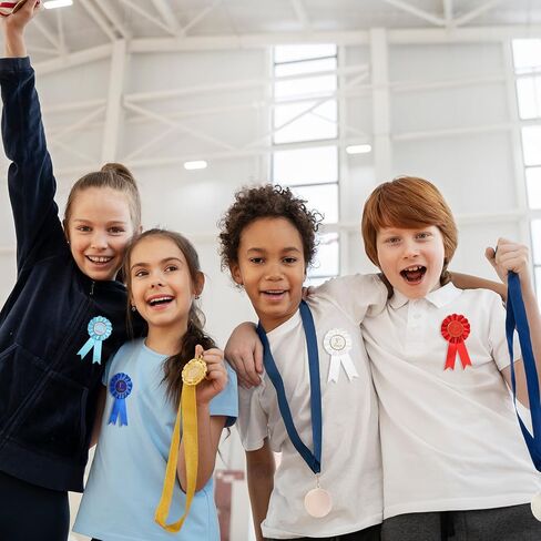 4 PCS Award Ribbon Rosette Set ، Grand Award Ribbon Ribbon Victory Ribbons ، شرائط مشاركة الساتان الأولى في المرتبة الثالثة في المرتبة الثالثة في المركز الشريفي ، ميداليات شارة الشارة الفاخرة-Ribbon for Classroom in Kuwait