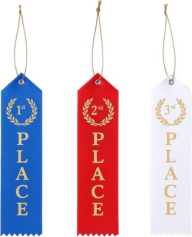 3 PCS Award Ribbons 1st 2nd 3rd Place Roled Medal Ribbon مع بطاقة حدث وحبل لمسابقات مدرسة الأحداث الرياضية (Blue Red White) in Saudi Arabia