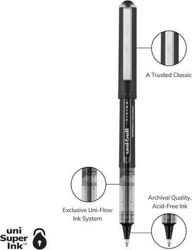 uni-ball Vision Rollerball Pens Broad Point, 1.0mm, Black, 12 Pack in Saudi Arabia
