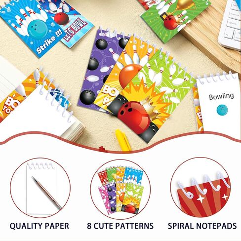 24 PCS Bowling Mini Notepads Sports Party Favors Goodie Bag Stuffers Notepads Mini Notebooks for Teens Teacher Classroom Reward in Saudi Arabia