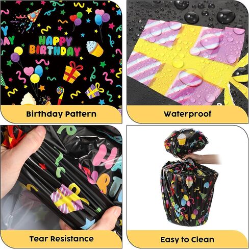 Oudain 3 Pcs Happy Birthday Tablecloth Decorations 84 Inch Plastic Disposable Round Table Covers Waterproof Colorful Balloons Confetti Tablecloth for Women Birthday Party Supplies Baby Shower(White) in Saudi Arabia