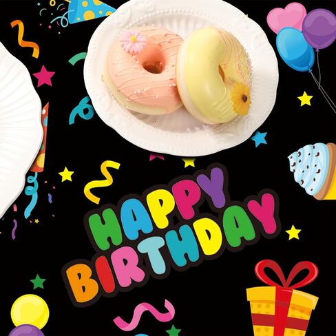 Oudain 3 Pcs Happy Birthday Tablecloth Decorations 84 Inch Plastic Disposable Round Table Covers Waterproof Colorful Balloons Confetti Tablecloth for Women Birthday Party Supplies Baby Shower(White) in Saudi Arabia