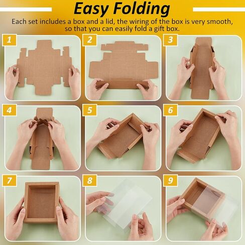 Benecreat 12pcs Brown Kraft Gift Drawer Box ، صندوق درج الهدايا البلاستيكي مع نافذة واضحة للمجوهرات والحلوى تفضيل حفلة ، 5.5x2.76x1.18 بوصة in Saudi Arabia