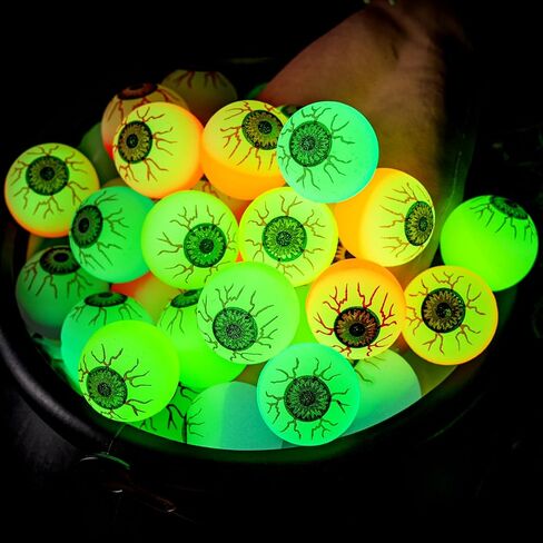 JOYIN 36 PCS Halloween Glow Eyeball Bouncy Ball, Glow in The Dark Bouncing Balls for Halloween Party Favors, Glowing Bounce Ball for Party Decorations, School Classroom Game Prizes Kids Gift in Saudi Arabia