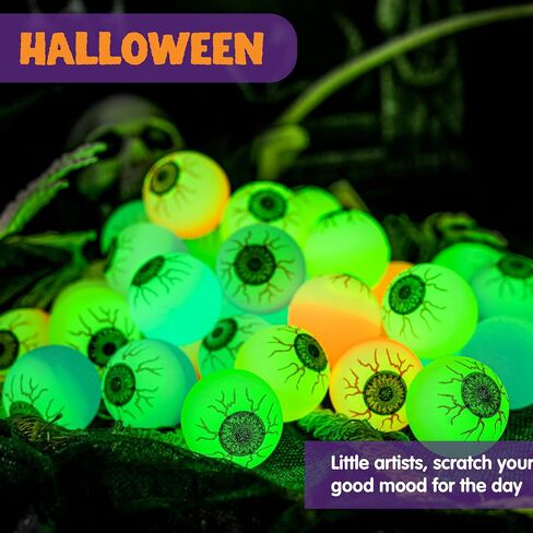 JOYIN 36 PCS Halloween Glow Eyeball Bouncy Ball, Glow in The Dark Bouncing Balls for Halloween Party Favors, Glowing Bounce Ball for Party Decorations, School Classroom Game Prizes Kids Gift in Saudi Arabia