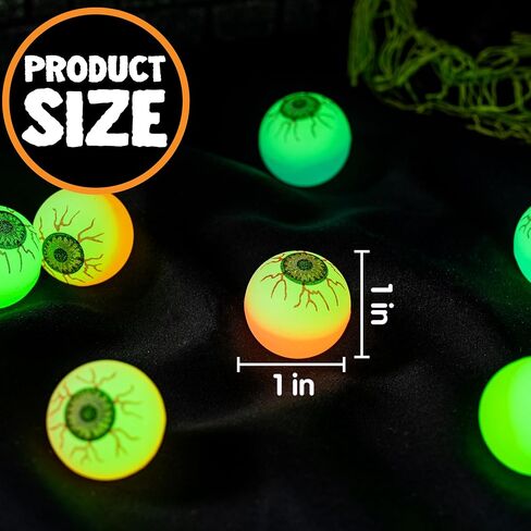 JOYIN 36 PCS Halloween Glow Eyeball Bouncy Ball, Glow in The Dark Bouncing Balls for Halloween Party Favors, Glowing Bounce Ball for Party Decorations, School Classroom Game Prizes Kids Gift in Saudi Arabia