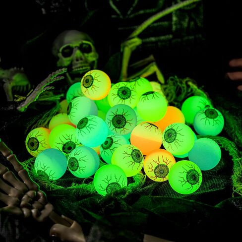 JOYIN 36 PCS Halloween Glow Eyeball Bouncy Ball, Glow in The Dark Bouncing Balls for Halloween Party Favors, Glowing Bounce Ball for Party Decorations, School Classroom Game Prizes Kids Gift in Saudi Arabia