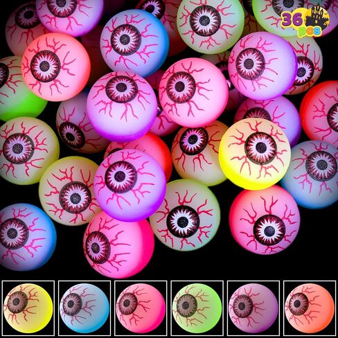 JOYIN 36 PCS Halloween Glow Eyeball Bouncy Ball, Glow in The Dark Bouncing Balls for Halloween Party Favors, Glowing Bounce Ball for Party Decorations, School Classroom Game Prizes Kids Gift in Saudi Arabia