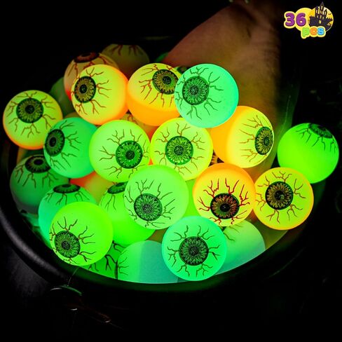 JOYIN 36 PCS Halloween Glow Eyeball Bouncy Ball, Glow in The Dark Bouncing Balls for Halloween Party Favors, Glowing Bounce Ball for Party Decorations, School Classroom Game Prizes Kids Gift in Saudi Arabia