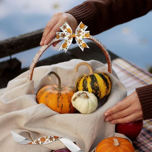 Fall Ribbon 8 Pack - 24 ياردة مجموعة أشرطة الخريف ، 3/8 بوصة عيد الشكر يترك القرع غروس in Kuwait