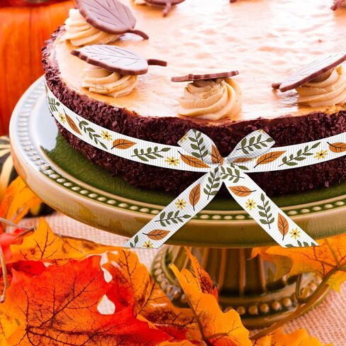 Fall Ribbon 8 Pack - 24 ياردة مجموعة أشرطة الخريف ، 3/8 بوصة عيد الشكر يترك القرع غروس in Kuwait