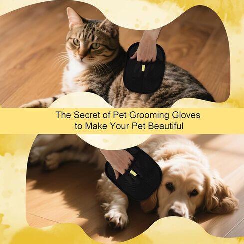 2pcs Pet Hair Removal Gloves, Electrostatic Brush Cat & Dog Grooming Glove Double Side Static Pet Hair Remover Tool for Furniture Carpet Couch Car Seat Curtain Supplies in Saudi Arabia