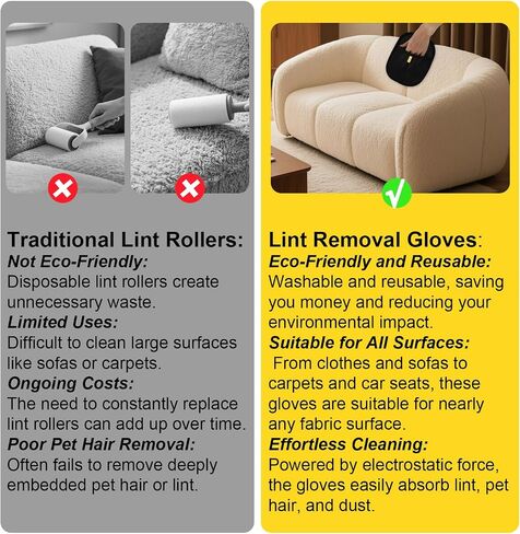 2pcs Pet Hair Removal Gloves, Electrostatic Brush Cat & Dog Grooming Glove Double Side Static Pet Hair Remover Tool for Furniture Carpet Couch Car Seat Curtain Supplies in Saudi Arabia