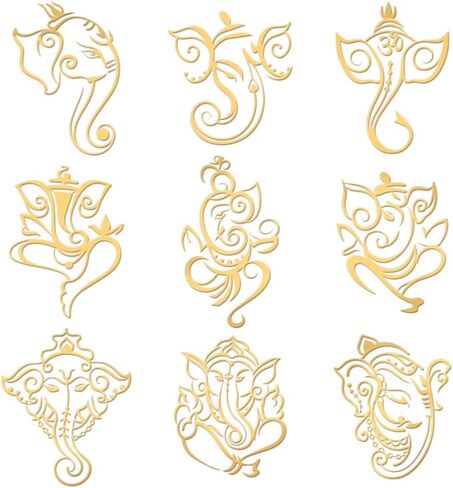 OLYCRAFT 1.6x1.6 Inch Elephant Pattern Metal Stickers - Self Adhesive Gold Ganesha India Elephant Stickers for Scrapbooks, DIY Resin Crafts, Phone, Water Bottle Decor (9pcs) in Saudi Arabia