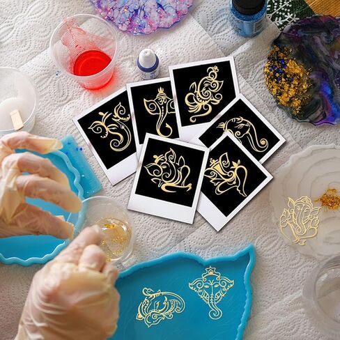 OLYCRAFT 1.6x1.6 Inch Elephant Pattern Metal Stickers - Self Adhesive Gold Ganesha India Elephant Stickers for Scrapbooks, DIY Resin Crafts, Phone, Water Bottle Decor (9pcs) in Saudi Arabia