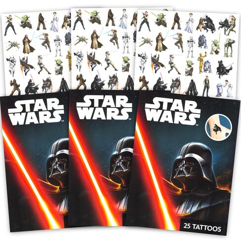 حزمة حرب Star Wars Party Favors للأطفال - 75 الوشم المؤقت الفردي المؤقت للحفلات والاحتفالات والمزيد | إمدادات حفلات حرب النجوم للبنين والبنات in Saudi Arabia
