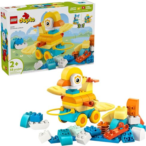 LEGO DUPLO Town 3 in 1 Animals on Wheels Building Toy - Learning Play Set for Toddler Boys & Girls, Ages 2+ - Animal Building Blocks for Sensory Skills Practice - Pretend Play Gift Idea - 10448 in Saudi Arabia