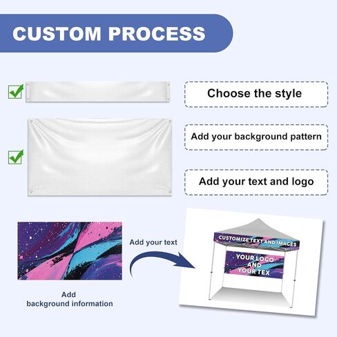 Custom Tent Banner and Valance with Logo Signs for Tent,Personalized Canopy Banners for Business Vendors,Full Color Printing Fits most of 10x10 Pop-up Tent in Saudi Arabia