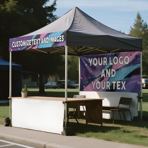 Custom Tent Banner and Valance with Logo Signs for Tent,Personalized Canopy Banners for Business Vendors,Full Color Printing Fits most of 10x10 Pop-up Tent in Saudi Arabia