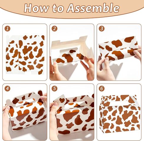 24Pcs Western Cowboy Treat Boxes Western Theme Birthday Party Supplies Cow Print Candy Goodie Box Brown Cowgirl Party Favor Gift Boxes for Farm Animal Birthday Baby Shower Farmhouse Decorations in Saudi Arabia