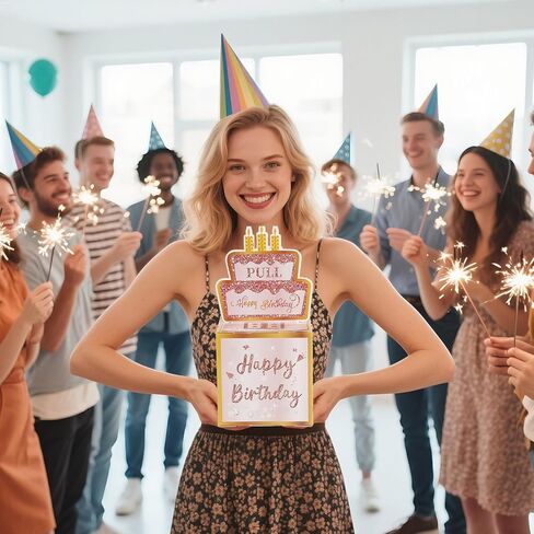 صندوق أموال عيد الميلاد ، صندوق هدايا نقدي للانسحاب ، حامل أموال ممتعة مع 50 كيسًا من البلاستيك بطاقة عيد ميلاد سعيدة وملصقات رقم DIY للأولاد فتيات العائلة والأصدقاء (الوردي) in Kuwait